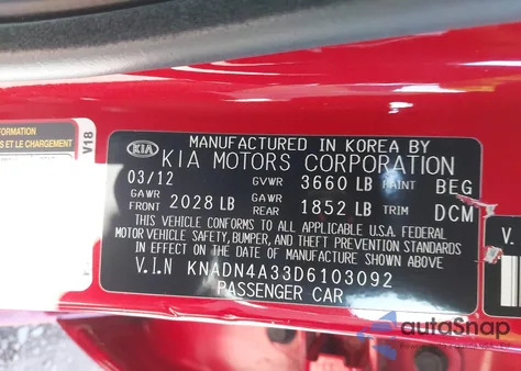 2013 Kia Rio Ex z USA, uszkodzony, nr VIN KNADN4A33D6103092